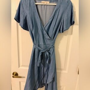 Chambray wrap dress